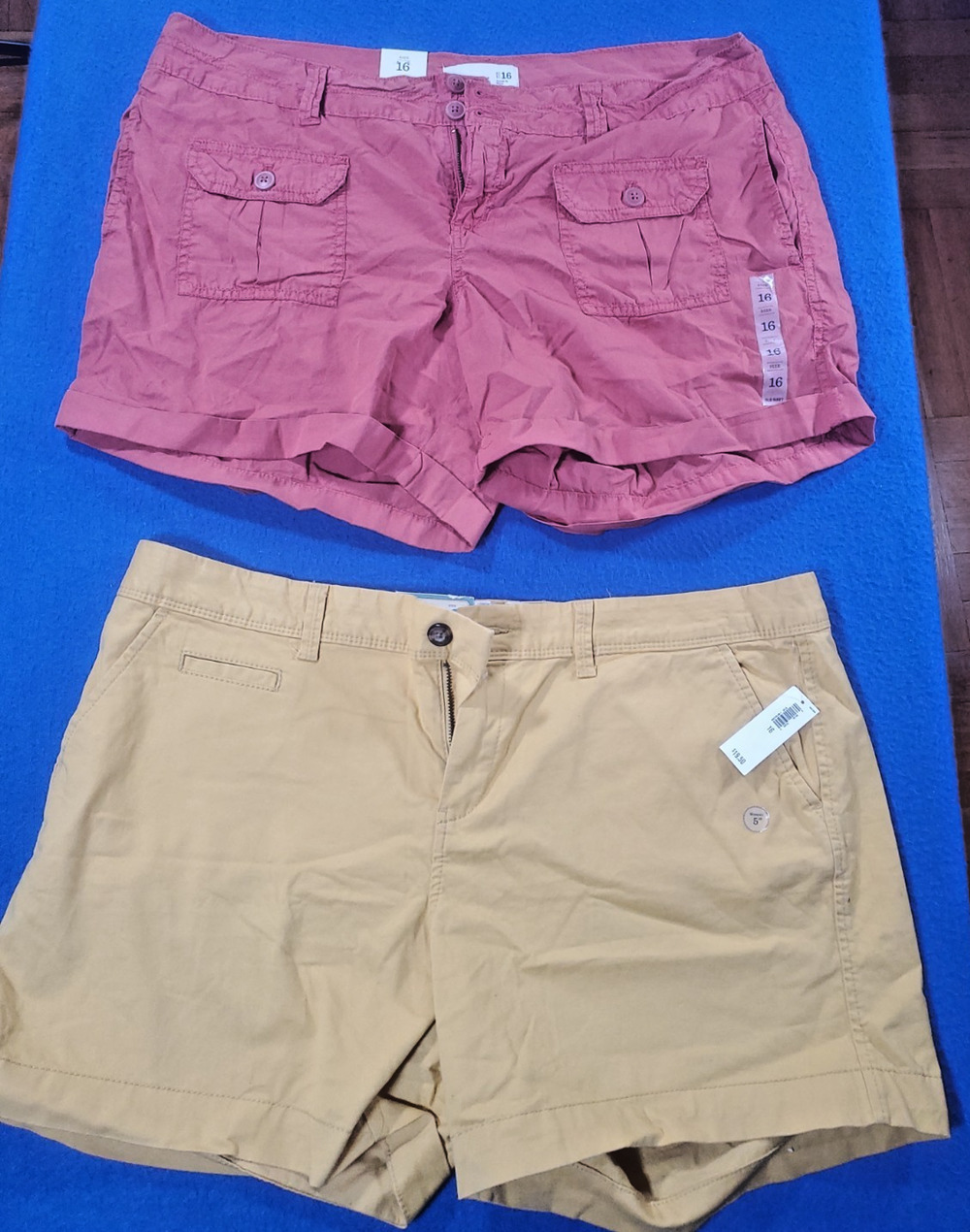 Lot Of 2 Old Navy Womens Shorts Size 16 Pink Cargo Utility Khaki Tan Chino